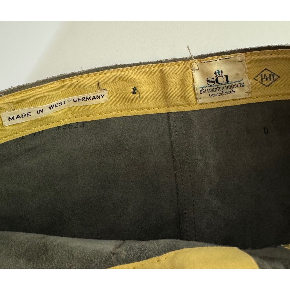 Vintage German Lederhosen Grey Suede Leather Shorts Tie Sides 25" Waist - Picture 5 of 9